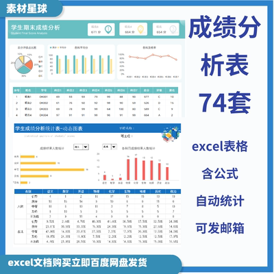 学生分析表教学工具教学表格统计表分析表自动统计排名考试对比表