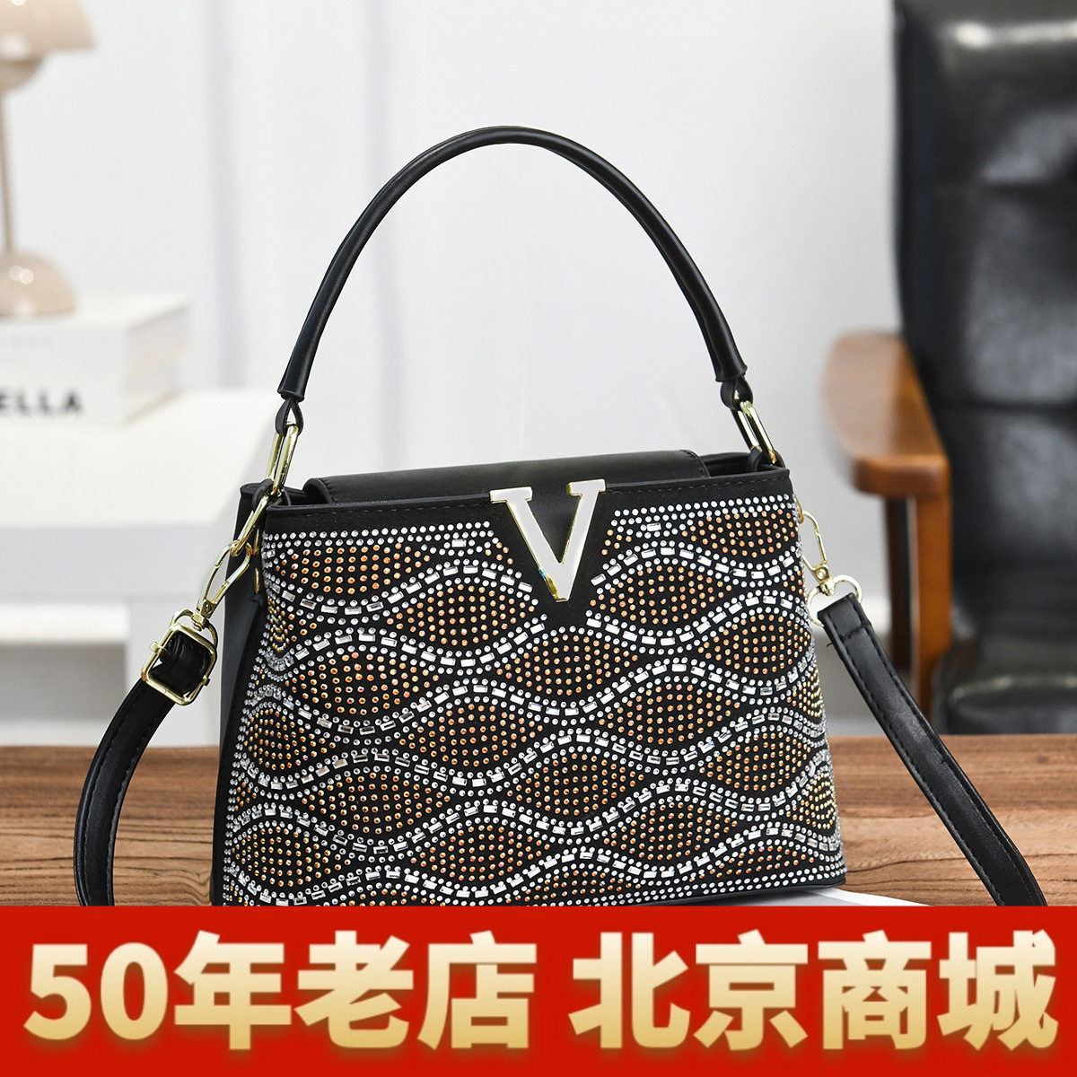 欧美跨境女包包闪亮烫钻手提包外贸单肩斜挎包女手袋withbox
