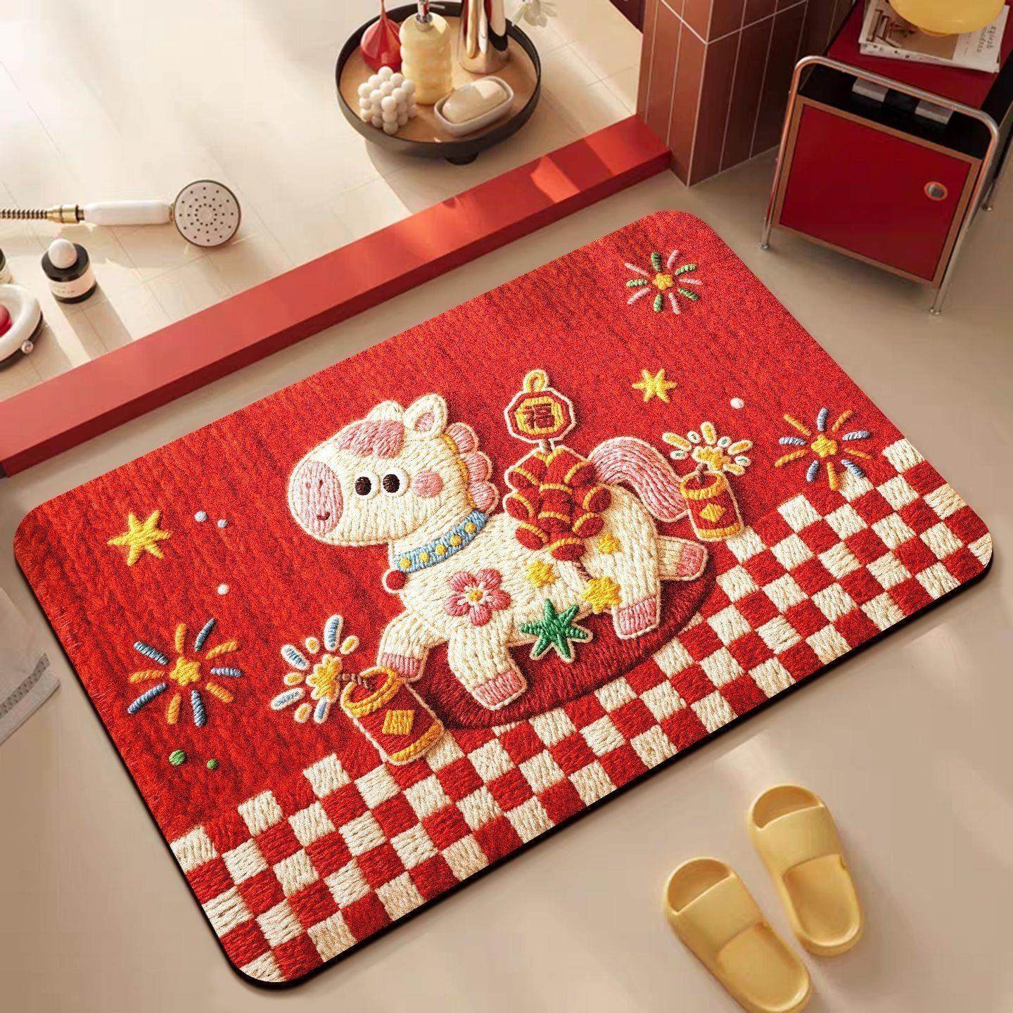 2026马年浴室垫门口地垫卫生间硅藻泥吸水防滑速干家用门口脚垫毯,家庭/个人清洁工具,地垫,淘宝优惠券,粉丝福利购,淘宝优惠卷