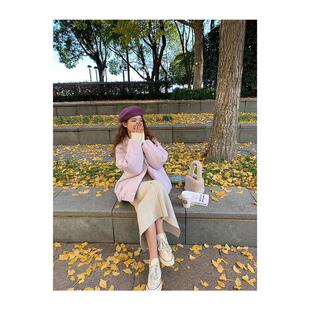 今年流行紫色短款棉服女宽松版型休闲小个子2025年冬季新款外套