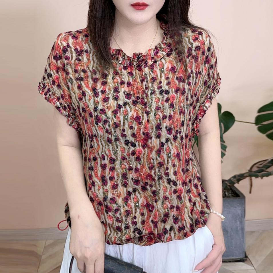 高级感减龄碎花衬衫女夏