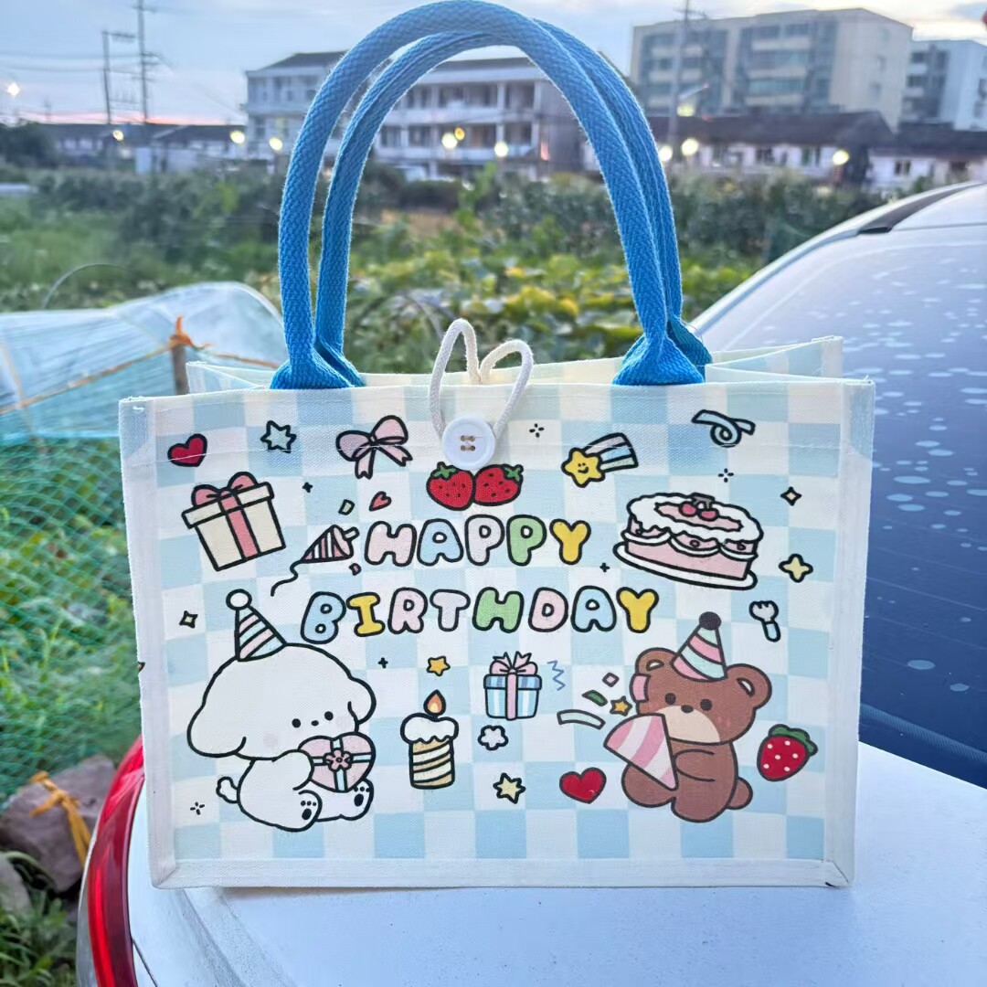 宝宝出生男孩女孩百日宴十周岁生日礼包满月回礼诞生伴手礼麻布袋