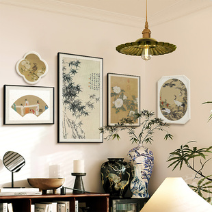 新中式宋代美学挂画客厅沙发背景墙面装饰画壁画古风茶室布置组合