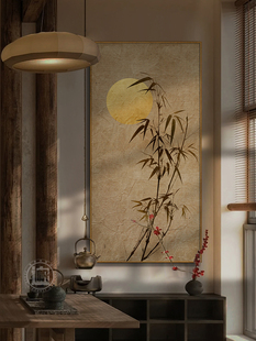 新中国风入口门入口装饰画走廊过道竹帘画宋代美学侘侘式茶室