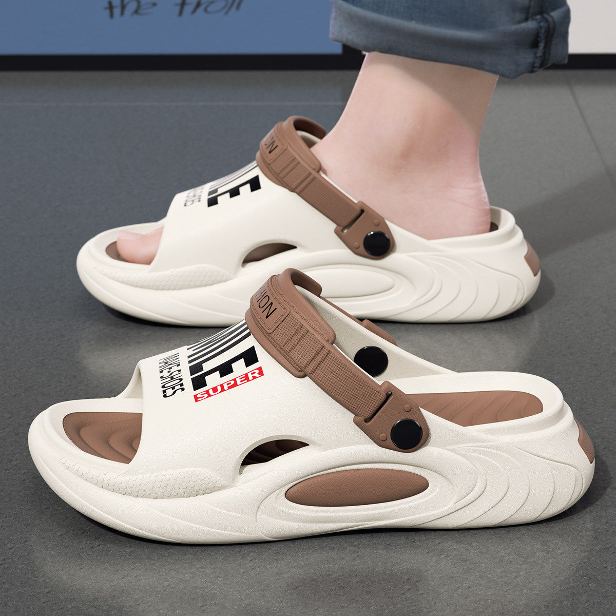 科柔拖鞋男士开车防滑防臭外穿夏2026新款户外出耐磨eva男款沙滩