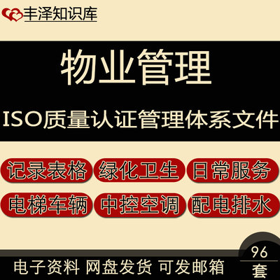 全套物业公司记录表格日常服务管理中控ISO质量认证管理体系文件