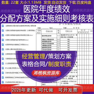 卫生院民营医院护士长量化考核表年度绩效分配方案实施细则考核表