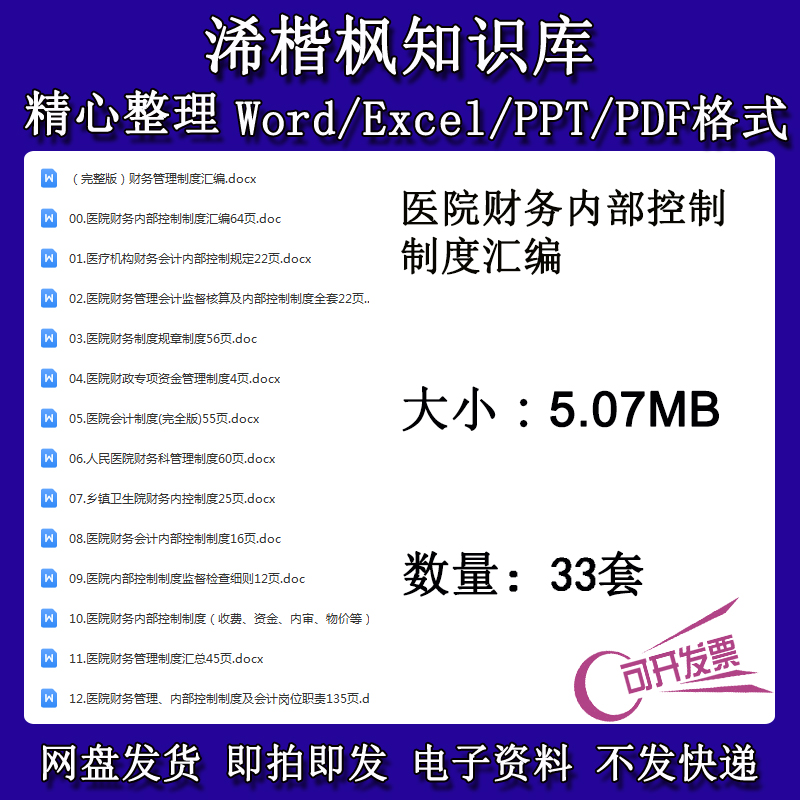 医院财务内部控制制度汇编医院财务管理会计监督核算内部控制制度