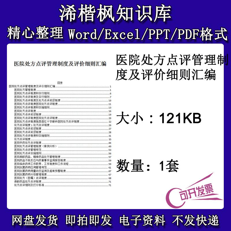医院处方点评管理制度及评价细则汇编处方点评管理制度及评价细则