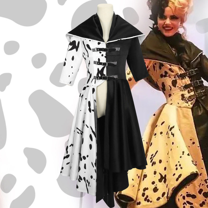 黑白魔女库伊拉 ·德维尔cosplay   电影101忠狗连衣裙舞台表演服