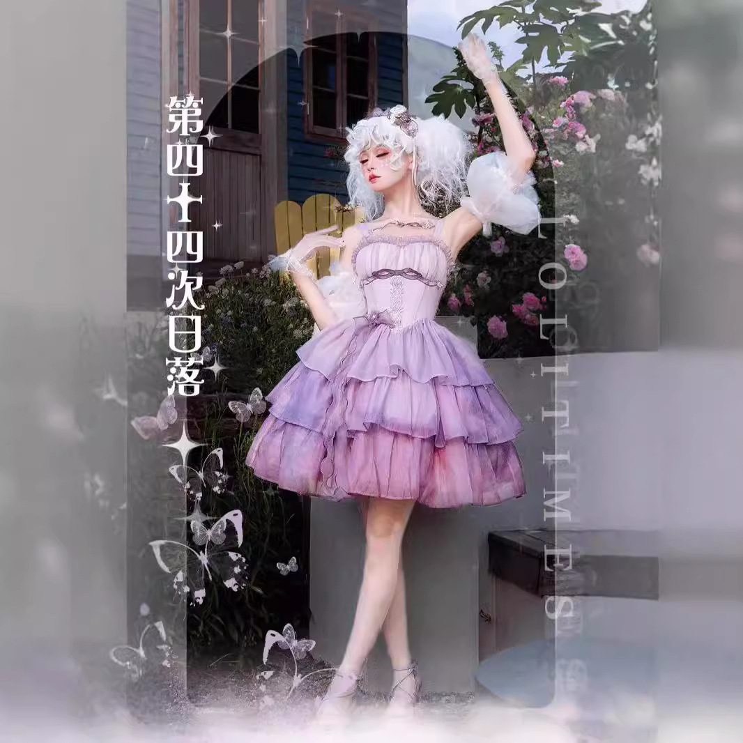 织锦园原创【第四十四次日落】lolita优雅油画风连衣裙JSK微瑕