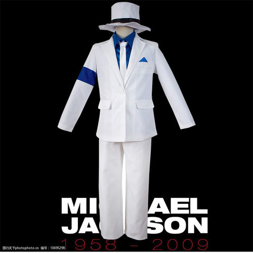 迈克尔·杰克逊 cosplay服装 原版杰克逊舞台表演 白色西装套装