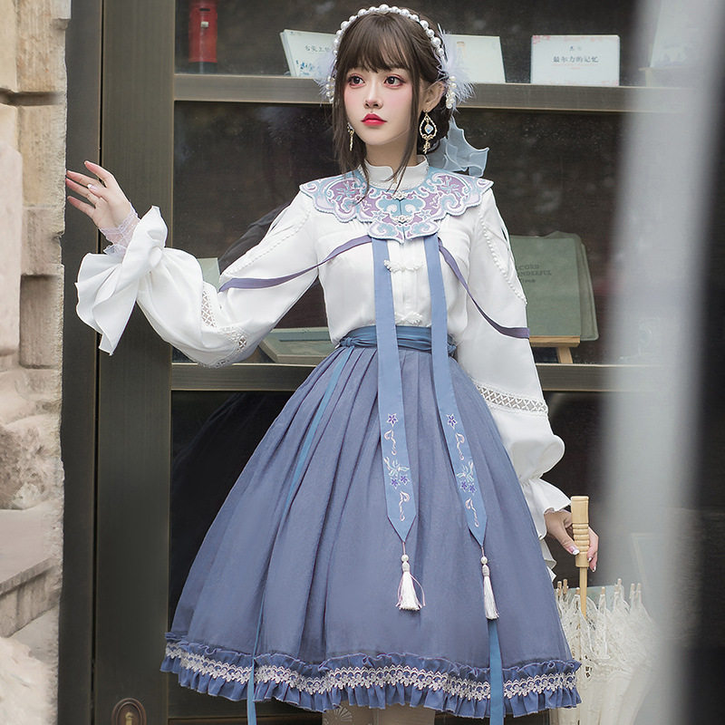 新次元原创中国风lolita裙喧夜鸣桦SK半身裙下裙中华风汉元素轻lo