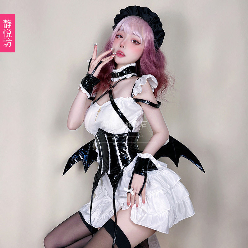 万圣节服装暗黑哥特黑色女仆装性感小恶魔制服角色扮演蝙蝠装