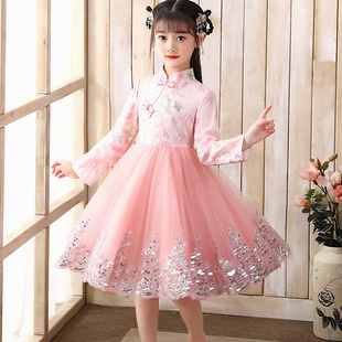 汉服小女孩洋气 女童公主裙礼服中国风古装 新款 儿童旗袍连衣裙夏季