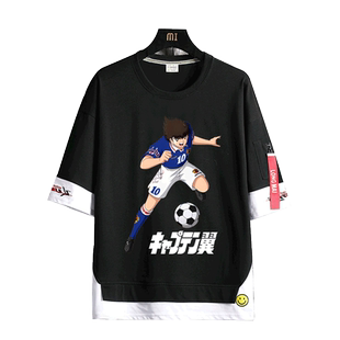 足球小将联名队长小翼大空翼南葛队周边短袖男女纯棉宽松T恤半袖