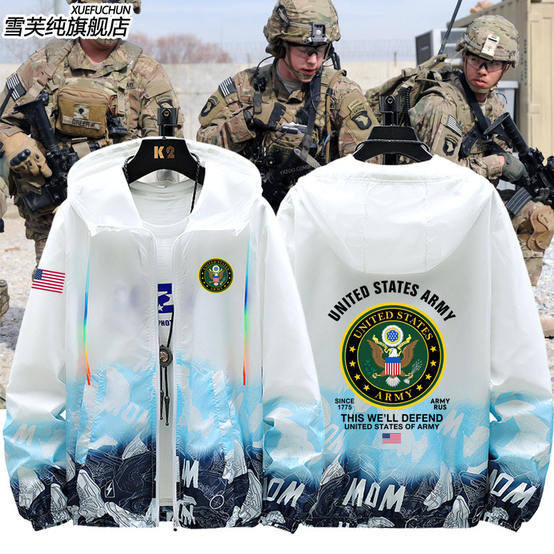 美国国家USA海军陆军空军军徽防晒衣服男女超薄外套休闲透气夹克