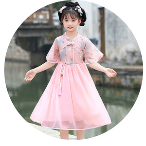 女童汉服连衣裙夏装2025新款洋气儿童装中国风裙子女孩旗袍公主裙