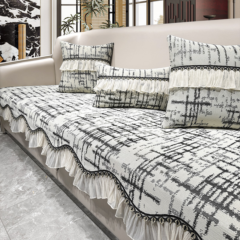 冰丝沙发垫凉席防滑高端轻者法式直排可机洗真皮坐垫套罩新款夏季