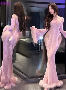 月下蕾丝镂空鱼尾性感睡裙