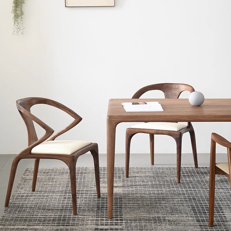 北美黑胡桃木餐桌长方形轻奢简约现代家用全实木饭桌原木书桌家具