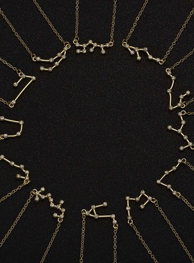 条装新款上市优质精品符号星空古英文字母十二星座项链3件套套装