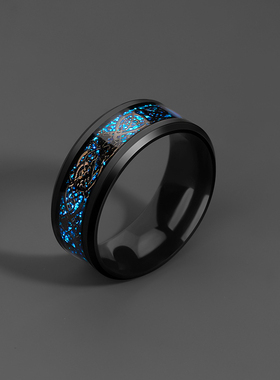 ins新款上市优质精品疯狂促销甩卖龙纹素圈百搭钛钢戒指精致