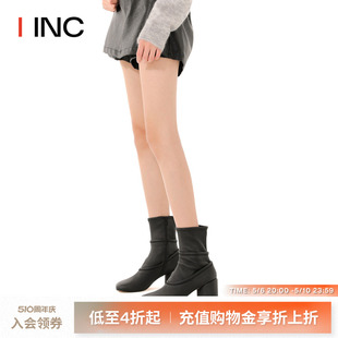 IINC 设计师品牌 显高黑色中筒靴女秋冬 MM6 23AW