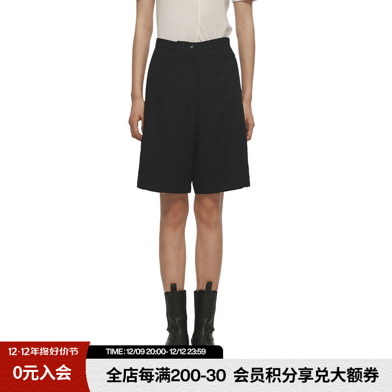 原1690 IINC IMMI 21ss 麻感中裤直筒纯色百搭高腰五分裤女短裤