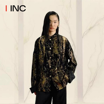 【SENNOS ZHOU】IINC 24SS 新中式图层烫金异料翻折袖外套上衣女