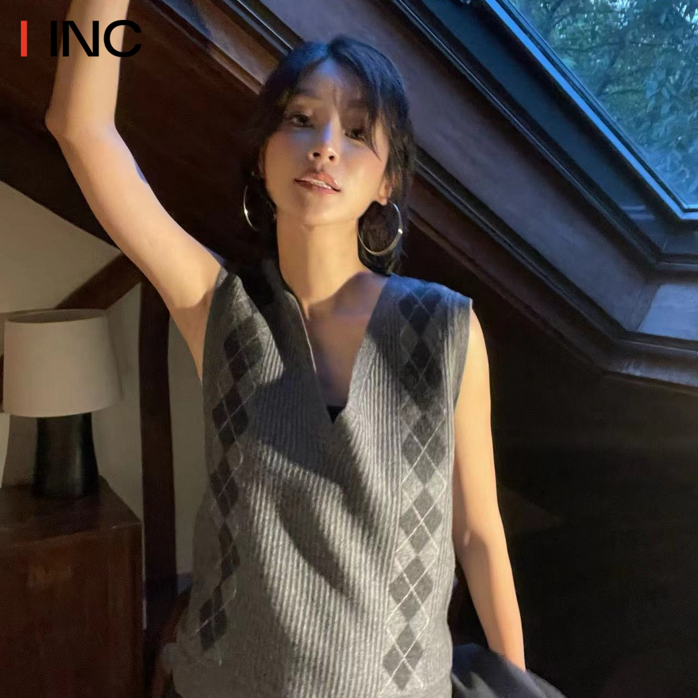 ICEDUST毛织双菱格马甲