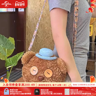 环球影业小黄人系列绅士Tim熊痛带毛绒斜挎包萌趣可爱单肩包