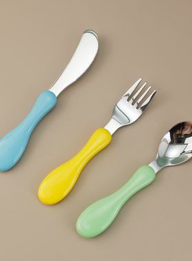 幼儿园可爱练习小孩宝宝便捷用高颜值吃饭叉子儿童304勺叉勺套装
