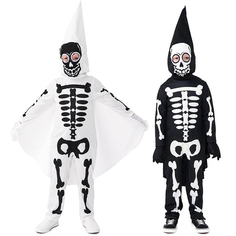 万圣节cosplay儿童表演骷髅服装 骨头幽灵开心鬼HALLOWEEN演出服