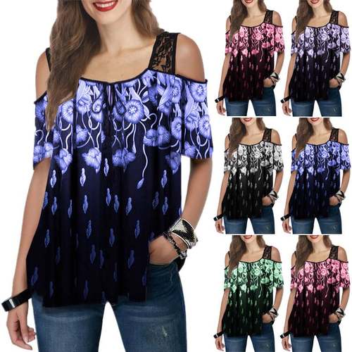 Women's Sexy Blouse Summer Ladies Casual T-Shirts Shirt Tops