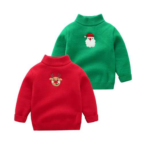 New Fashion High Neck Autumn Winter Kids Christmas Sweater