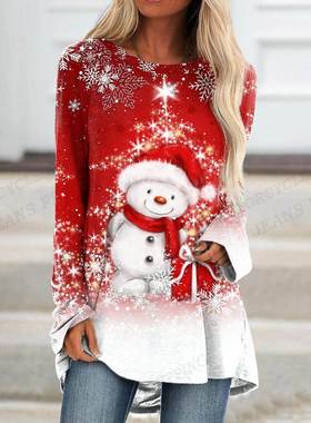Funny Snowman T shirts Merry Christmas 3d Print Long Sleeve