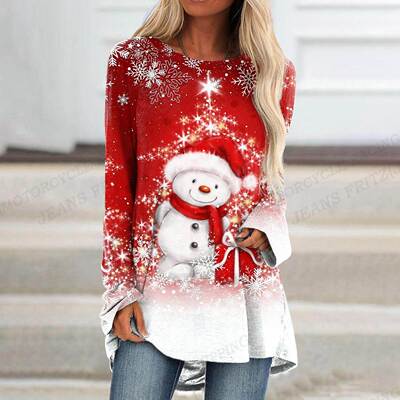 Funny Snowman T shirts Merry Christmas 3d Print Long Sleeve