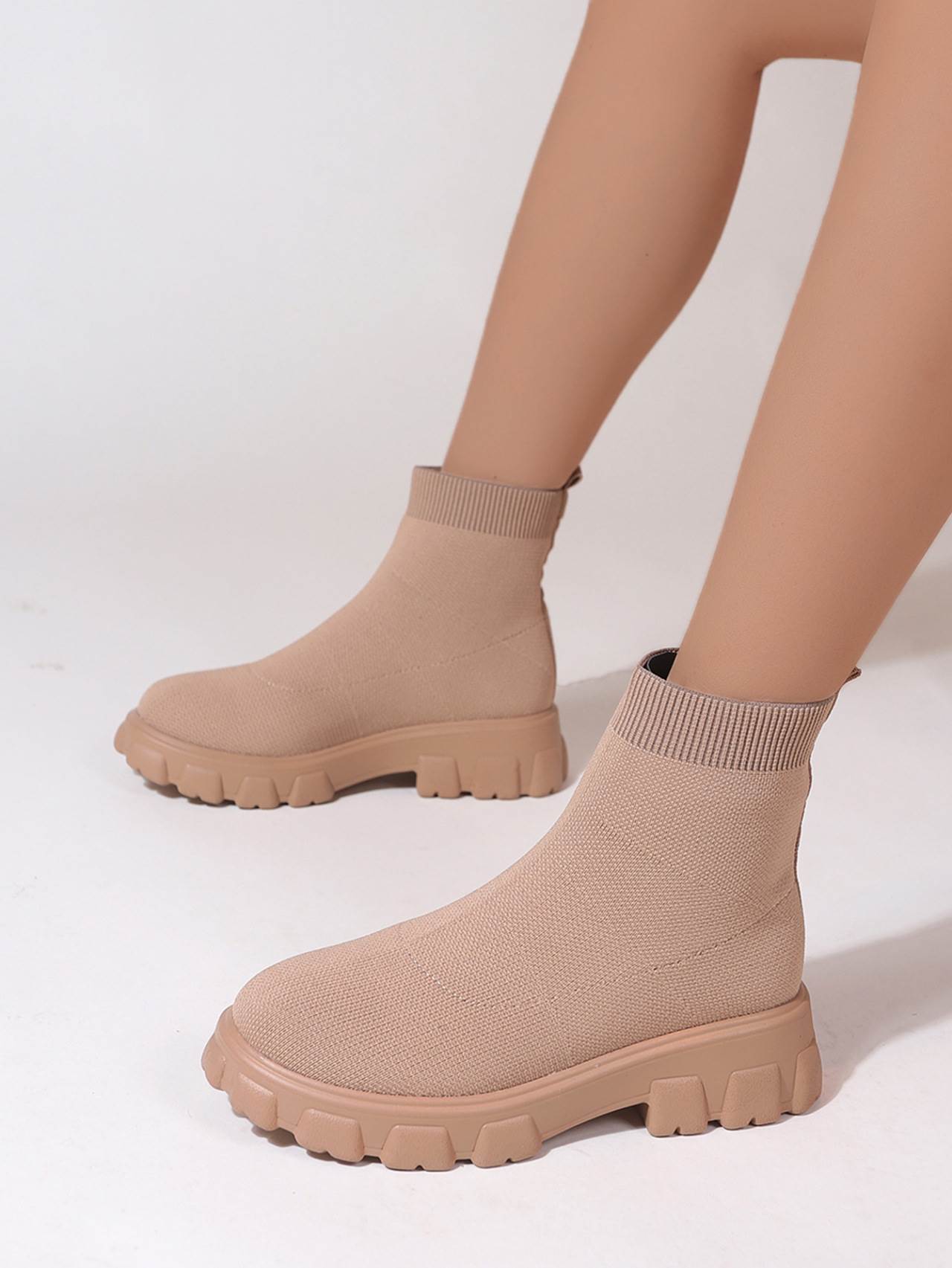 women Martin boots high-heeled boots weave shoes女高跟飞织鞋