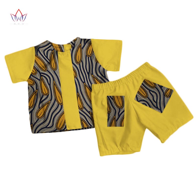 African boy clothes非洲民族男童套装棉质蜡染安卡拉T恤+短裤