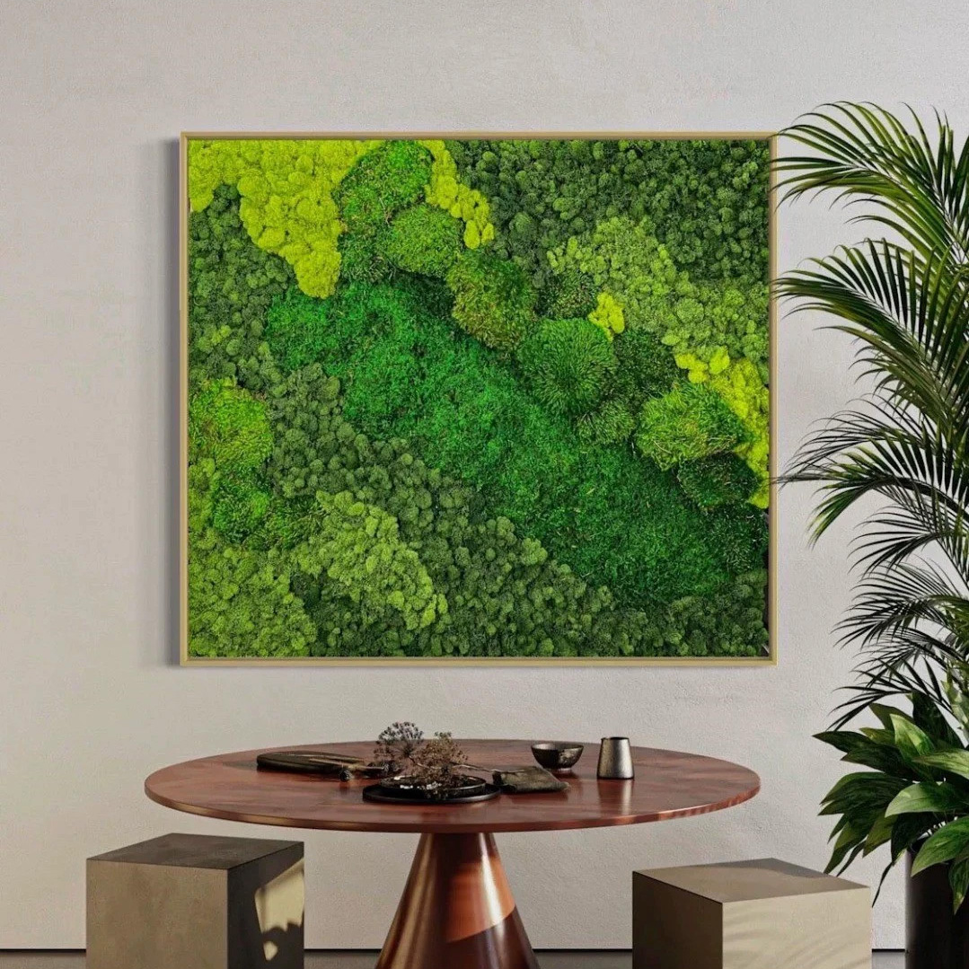 永生真苔藓植物墙挂画框仿真地下室玄关造景壁挂绿植装饰假绿植图片
