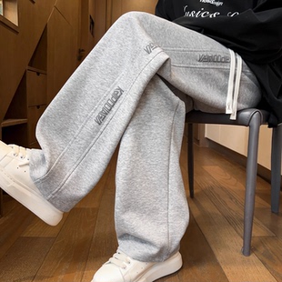 裤子男款重磅卫裤男春秋季新款宽松直通休闲裤青少年运动运动裤男