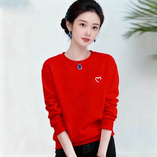 喜庆衣服本命年女装2026大红色卫衣女秋冬季宽松休闲加绒加厚上衣