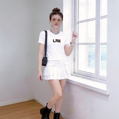 新款95棉宽松圆领时尚短款短袖t恤女百搭夏季透气体恤小个子上衣