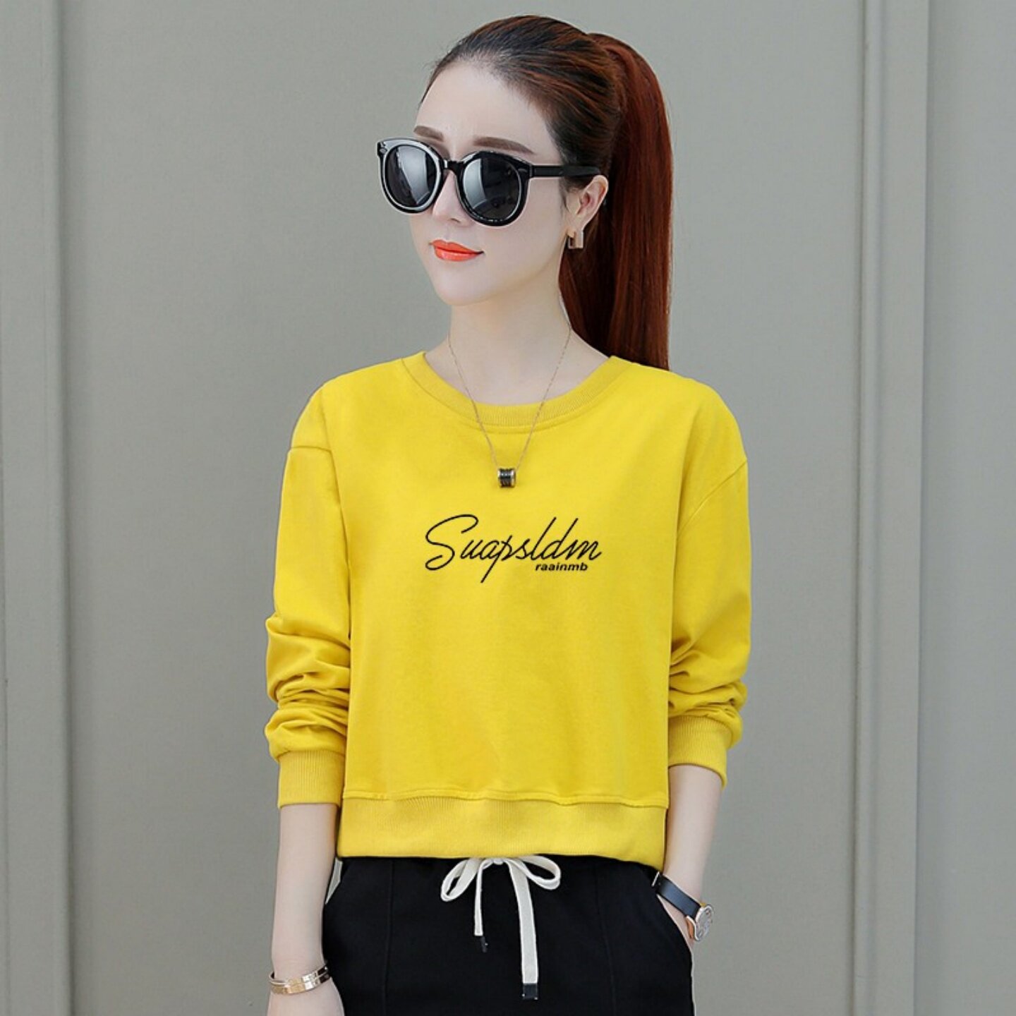 短款加绒加厚高档卫衣2026新款秋冬圆领宽松上衣ins潮长袖女上衣