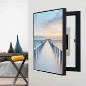 电闸盒客厅餐厅挂画 饰画免打孔平开遮挡配电箱竖款 竖版 电表箱画装