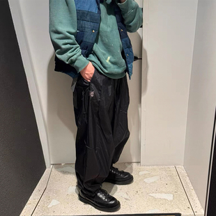 NEEDLES BEAMS联名军绿工装裤潮牌尼龙防水阔腿抽绳束脚裤cityboy