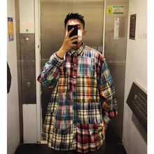 BEAMS SSZ 百家布彩格衬衫AH.H刊载拼接格纹条纹拼色休闲长袖衬衣