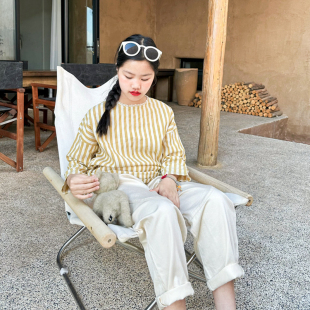 衬衫 NO退换 sweetcity秋新女童韩系复古风甜美条纹花边领长袖