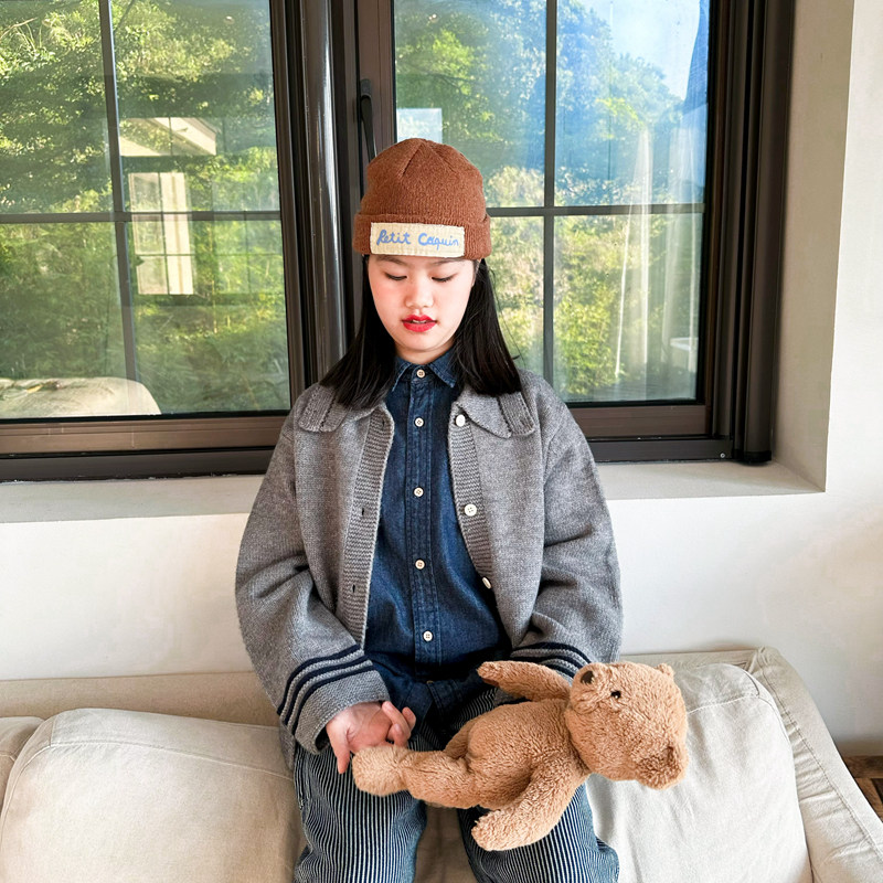 sweet city独家定制 秋女童甜美可爱日系百搭条纹针织毛衣开衫